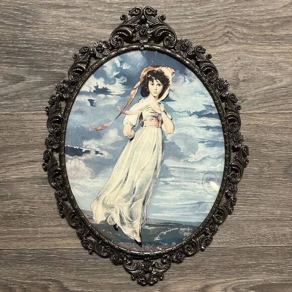 Vintage Pinkie Blue Boy Prints Ornate Oval Framed Made In Italy Glass *READ - Picture 11 of 16